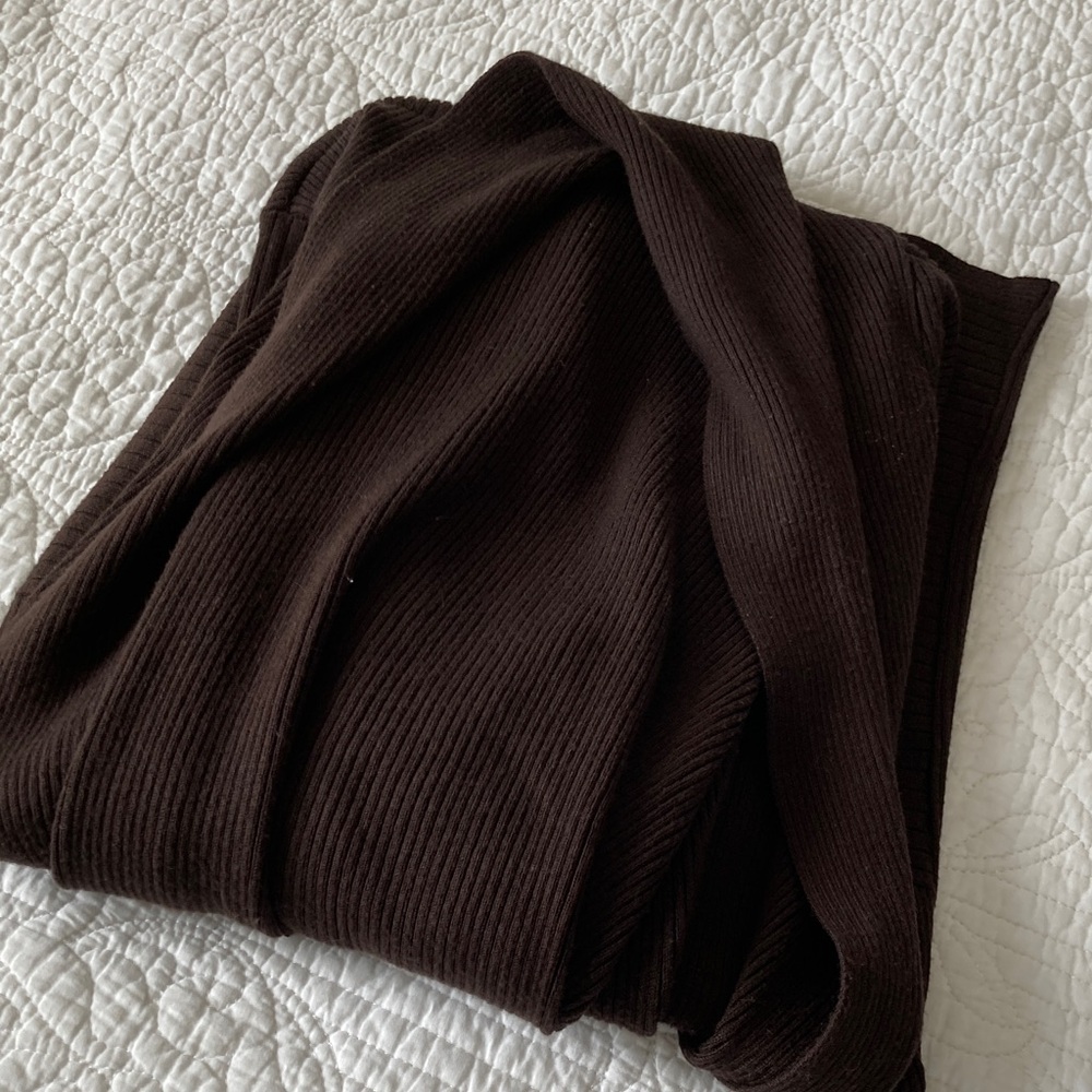 JM Collection Dark Chocolate Open-Front Ribbed Cardigan - Picture 8 of 11